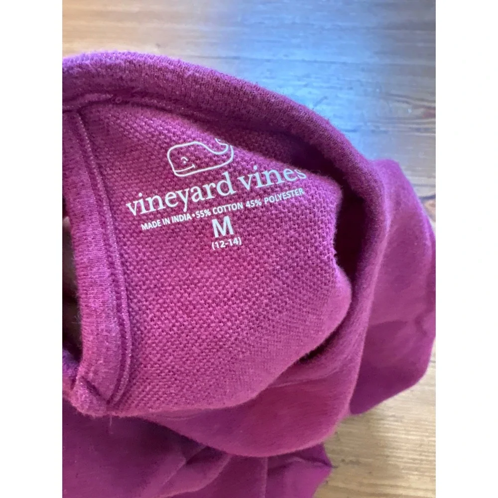 Vineyard Vines Dress‎ Girls Purple Long Sleeve Pique Knit Whale SIZE M (12-14)